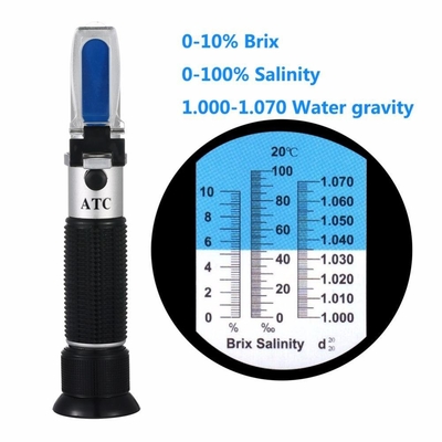 Portables Refraktometer 0-10%Brix-Digitalprüfmeter 0-100%Salzgehalt automatische Temperatur