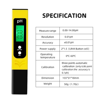 Stromversorgung 2*1,5 V LR-Knopfbatterie PH-Meter Hochpräzisionswasserprüfer für Labor