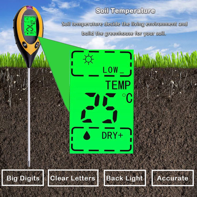 LCD-Display Digital 4 in 1 Boden-PH-Meter mit Temperatur-Feuchtigkeit-Sonnenlicht-Tester