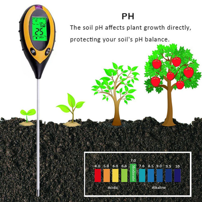 LCD-Display Digital 4 in 1 Boden-PH-Meter mit Temperatur-Feuchtigkeit-Sonnenlicht-Tester