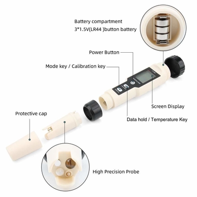 Mehrparameter pH-Meter 5 in 1 TDS/EC/Salzgehalt/TEMP-Tester mit austauschbarer Elektrode
