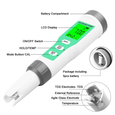 4 in 1 Wasserdichtheit Wassertester für Aquarien und Hydroponik pH/TDS/EC/Tempometer