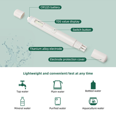 Hochgenaues TDS-Meter Ein-Knopf-Stift Typ 0-9990ppm Messbereich ±2% Genauigkeit