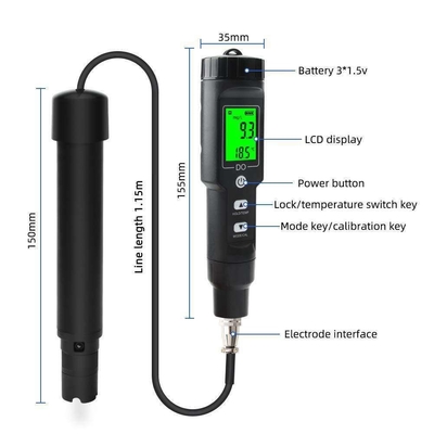 LCD-Display gelöstes Sauerstoffmesser Temperatur Wasser DO Tester für die Aquakulturanalyse