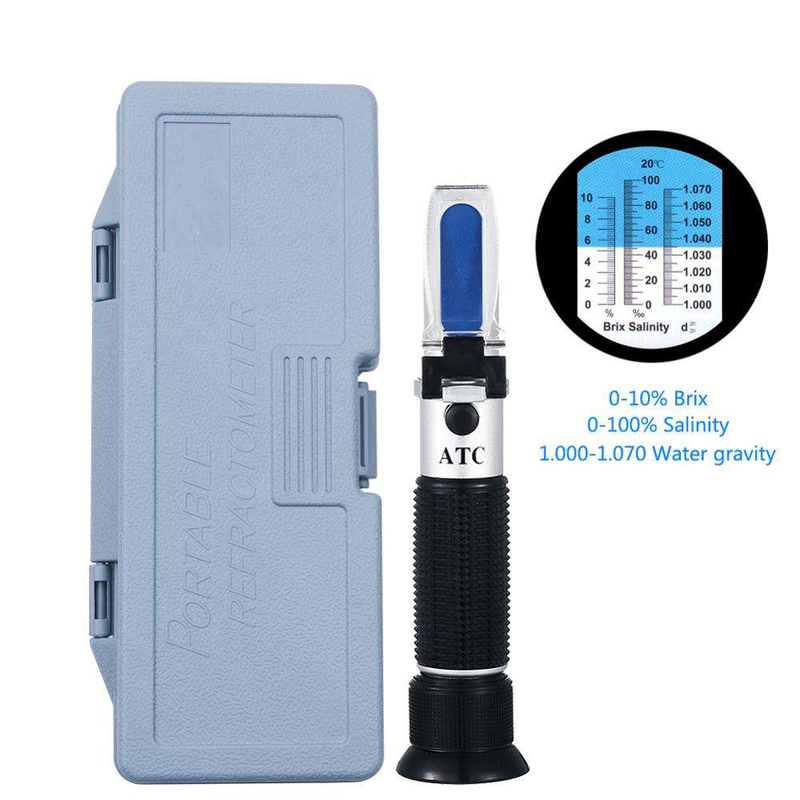 Portables Refraktometer 0-10%Brix-Digitalprüfmeter 0-100%Salzgehalt automatische Temperatur