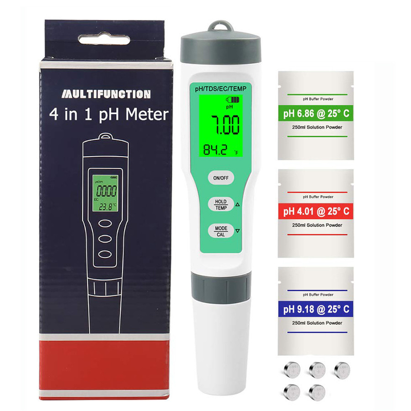 4 in 1 Wasserdichtheit Wassertester für Aquarien und Hydroponik pH/TDS/EC/Tempometer
