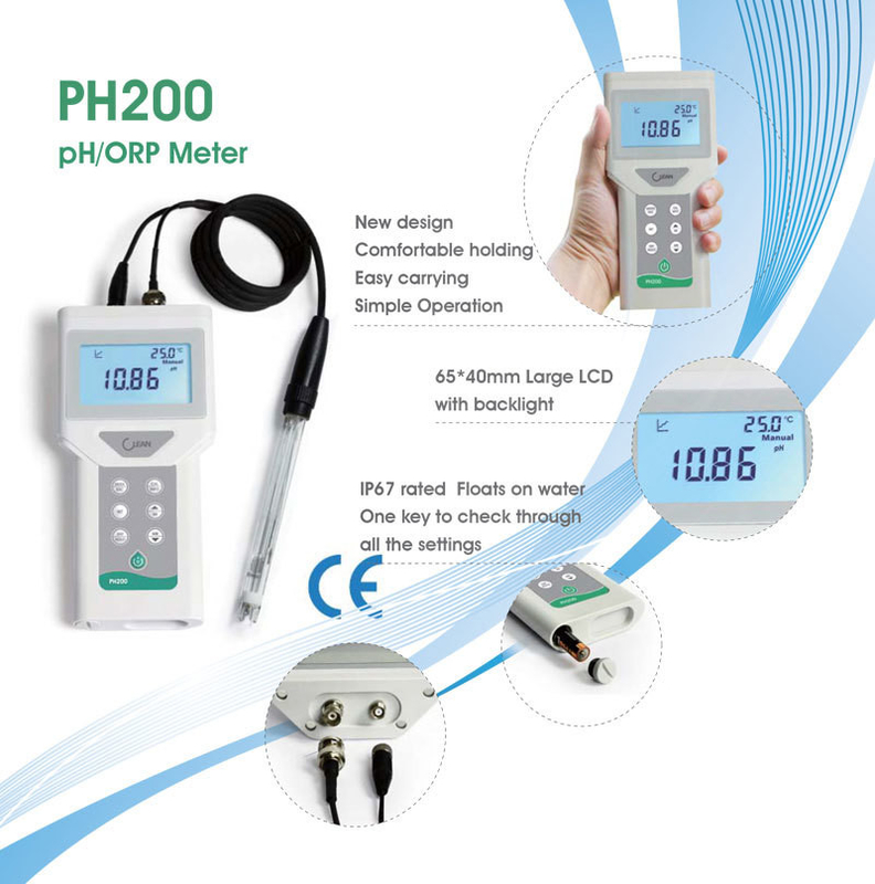 Handheldes tragbares digitales ORP-PH-Meter mit 65*40mm-LCD-Hintergrundbeleuchtung